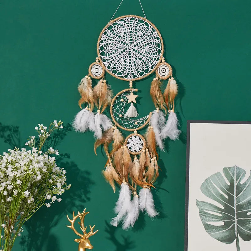 Dream Catcher Moon Dream Chaser Bohemian Wall Decor Handcrafted