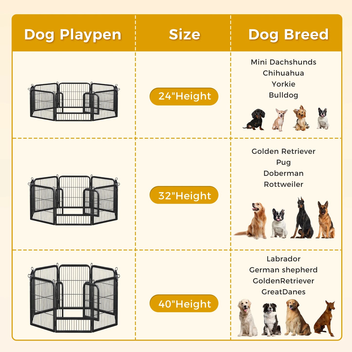 Foldable Metal Dog Playpen With Door For Indoor Outdoor Use