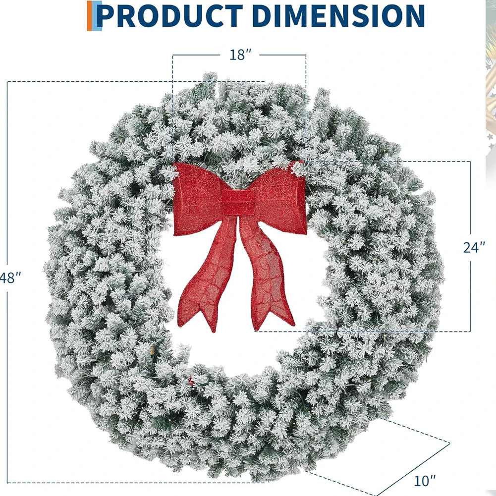 Studyset Pre Lit Christmas Wreath With Bow Indoor Outdoor Decor