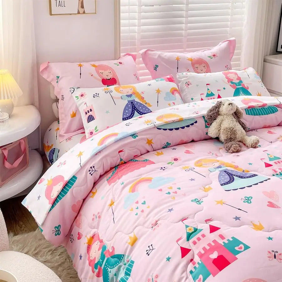 Princess Comforter Set For Girls Bed In A Bag 7-Piece