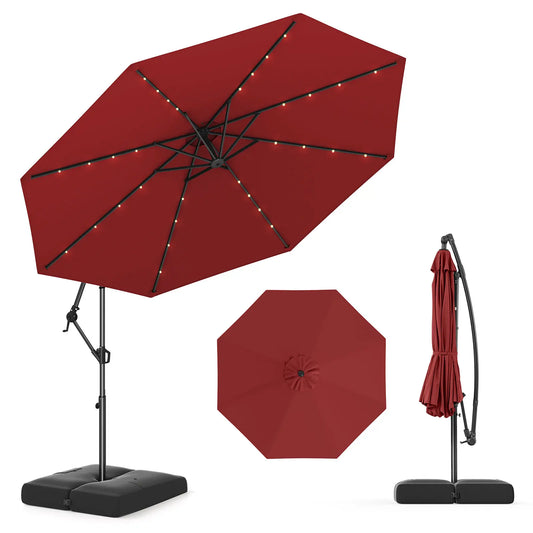 LIFEZEAL Offset Hanging Umbrella With LED Lights For Patios