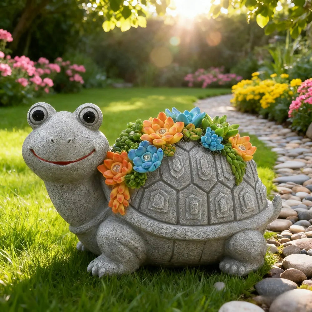 Solar Garden Statue Light Turtle Elephant Dragon Outdoor Decor