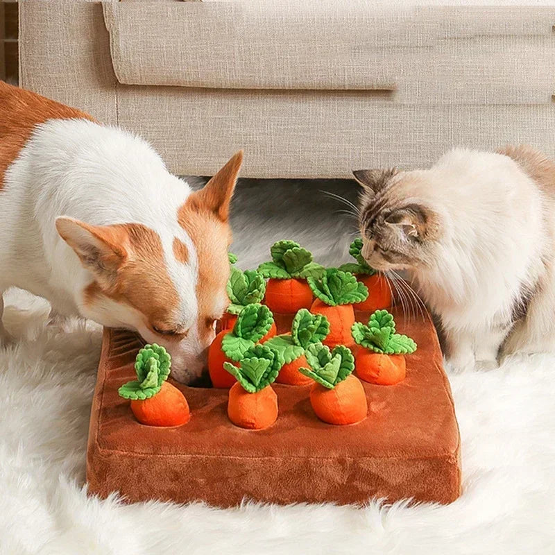 Innovative Snuffle Mat Dog Toy Plush Carrot Interactive Vegetable Field