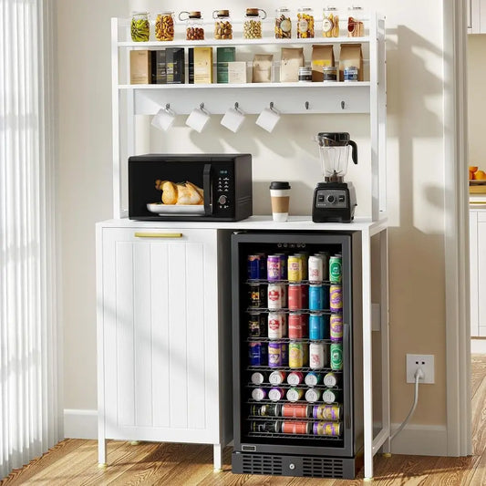 Kitchen Storage Rack With Built In Trash Can And Power Outlets