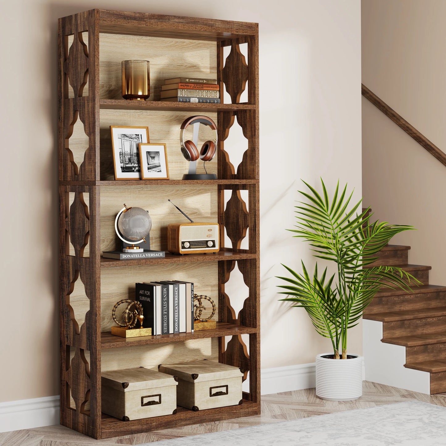 Tribesigns 6-Tier Bookcase Industrial Style Floor Standing Shelves