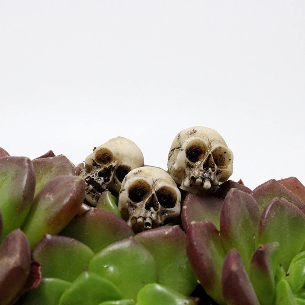 20 Mini Skull Figurines Halloween Resin Decor Collection