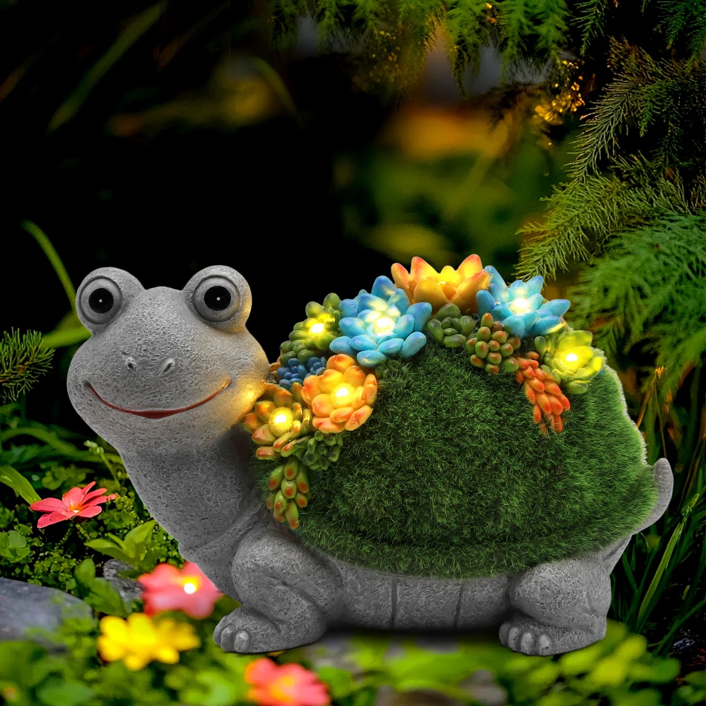Solar Garden Statue Light Turtle Elephant Dragon Outdoor Decor