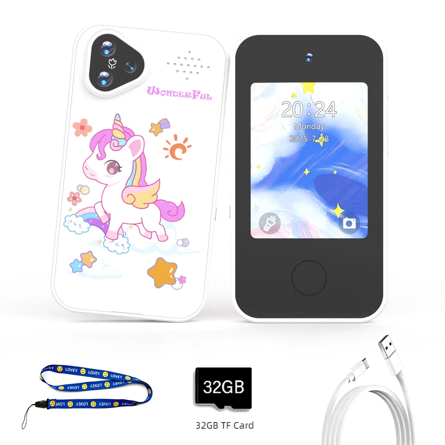 Mini Kids Smart Phone Dual Camera 1080P HD Touchscreen Educational