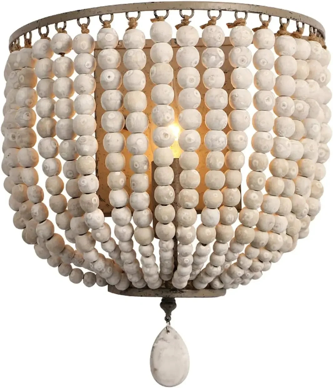 Industrial Retro Wood Bead Wall Lamp E14 Loft Bedroom Cafe