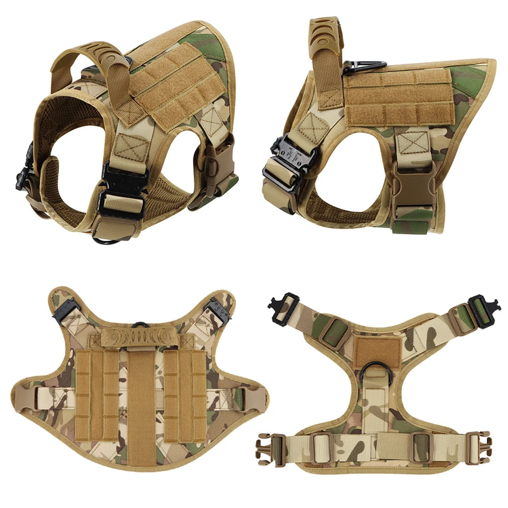 PETRAVEL Military Dog Harness Vest Set With Leash Patches Bags