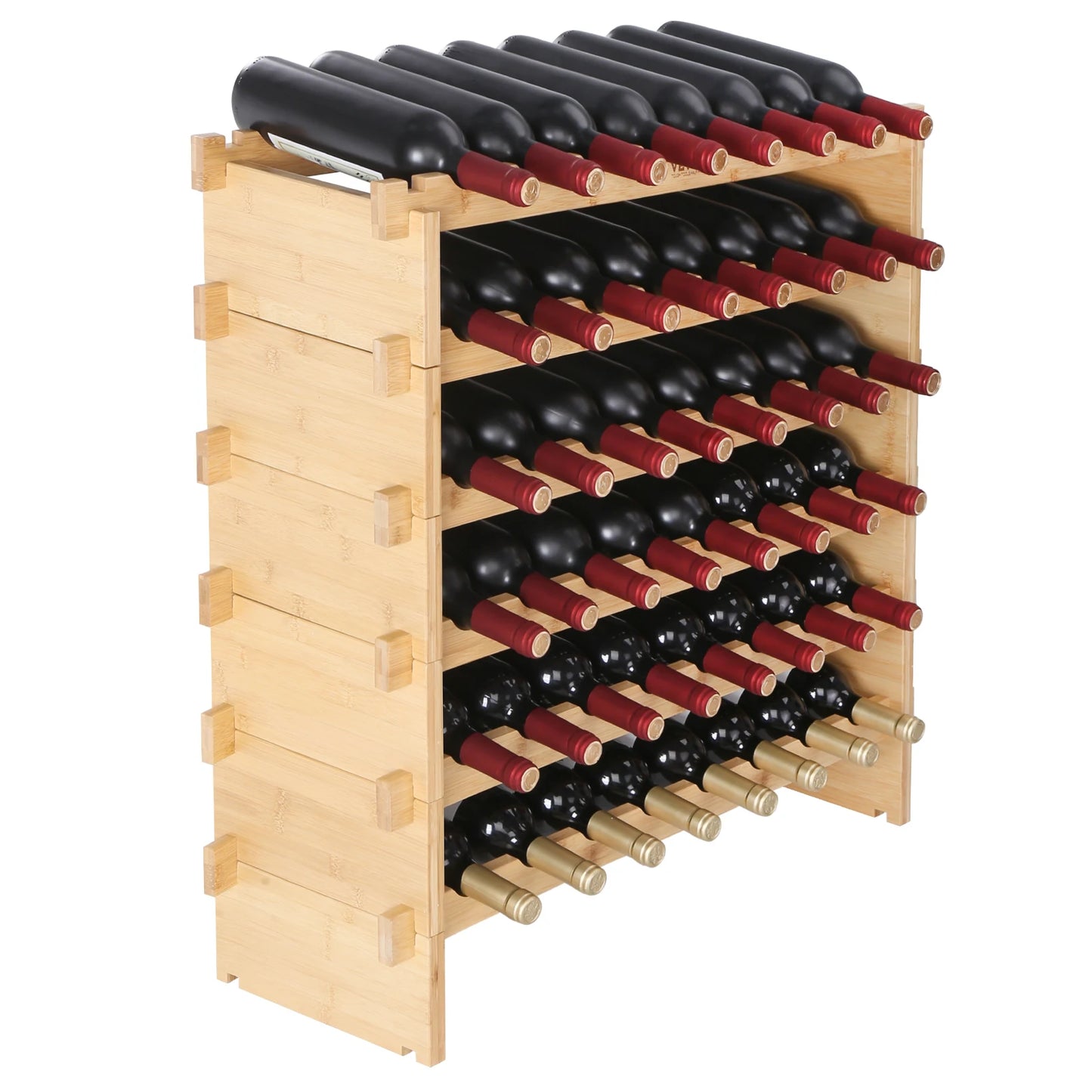 SucceBuy 48 72 Bottles Stackable Genuine Bamboo Wine Rack
