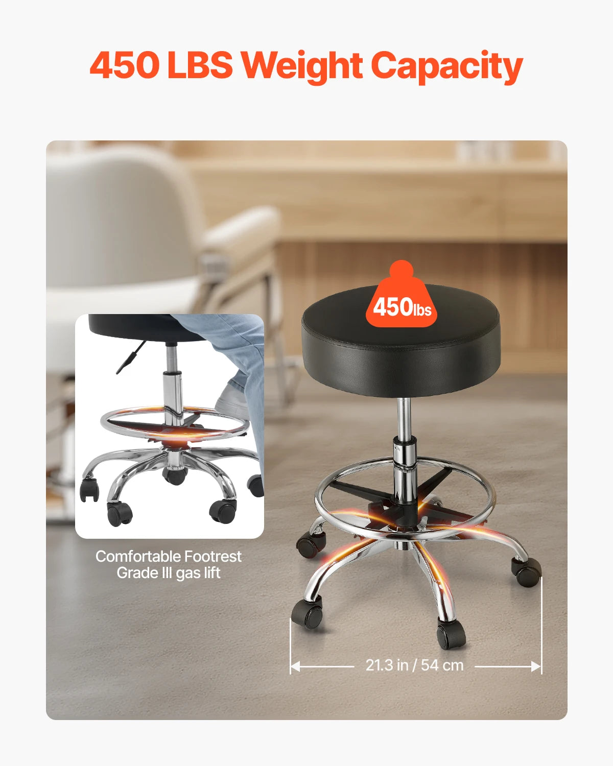 SucceBuy Adjustable Rolling Stool Chair For Salon Spa And Clinic