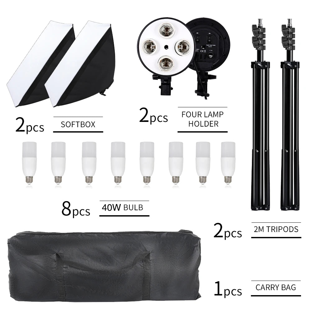 SH Continuous Softbox Lighting Kit For Photography Studio Portraits