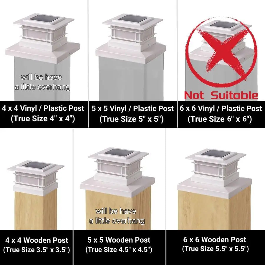 Solar Post Cap Lights With Flickering Flame For Fence Posts
