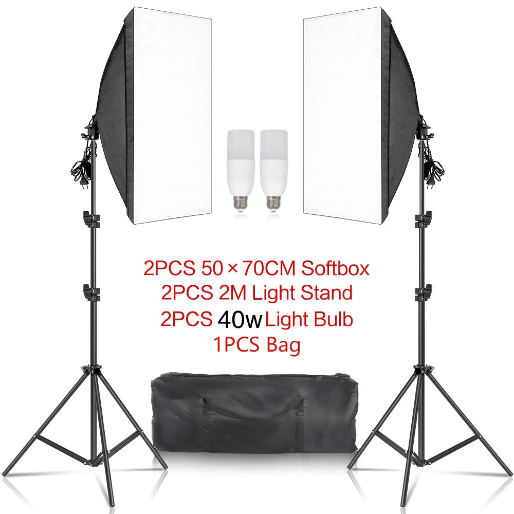 SH Continuous Softbox Lighting Kit For Photography Studio Portraits