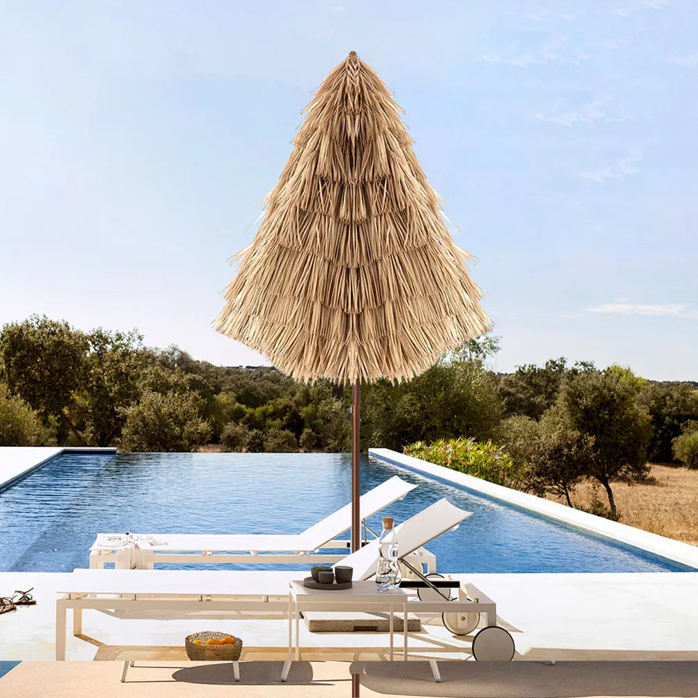 NovaSphere Thatched Tiki Umbrella 8-Rib Outdoor Patio