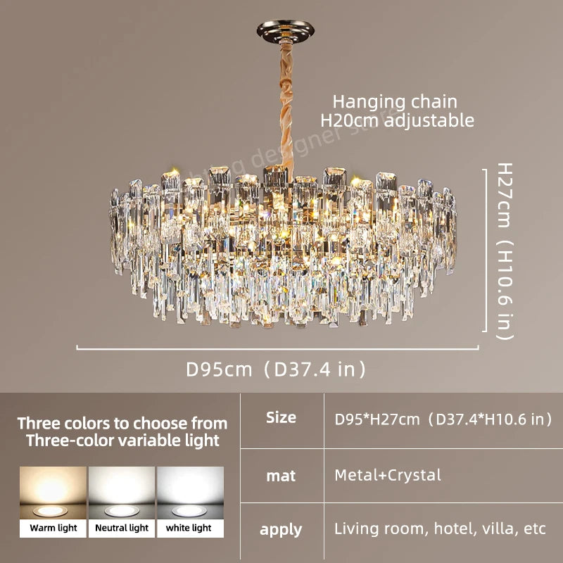 Yingxuan Loft Pendant Lighting Crystal Chandelier For Dining Room