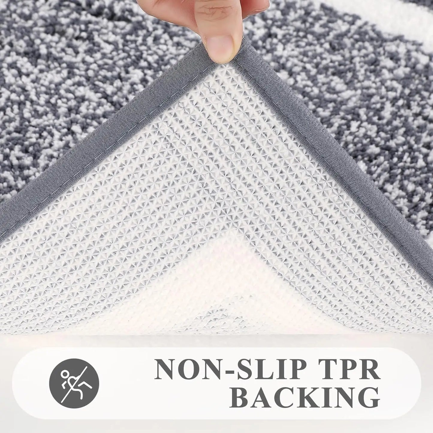 Microfiber Shag Bath Mat Set 3-Piece Non-Slip Ultra Soft