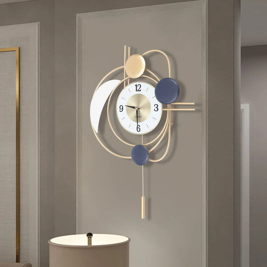 Modern Metal Wall Clock With Silent Swing Pendulum