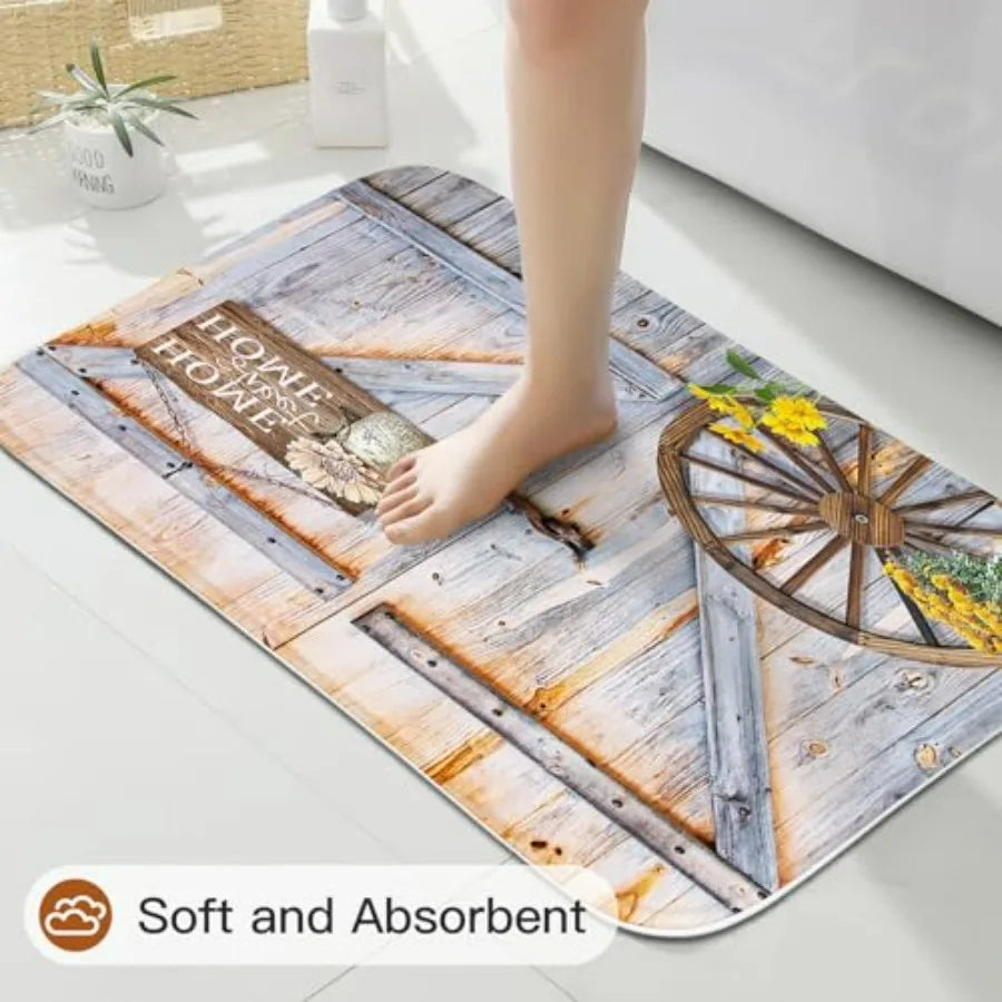 Rustic Farmhouse Shower Curtain Set With Bath Mat And Rugs