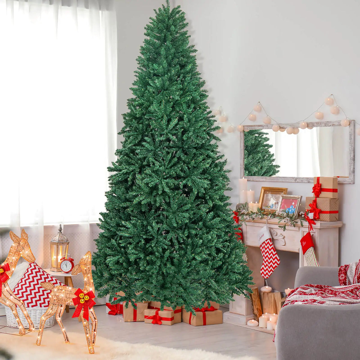 LIFEZEAL Artificial Christmas Tree Full Fir Hinged Branch Design