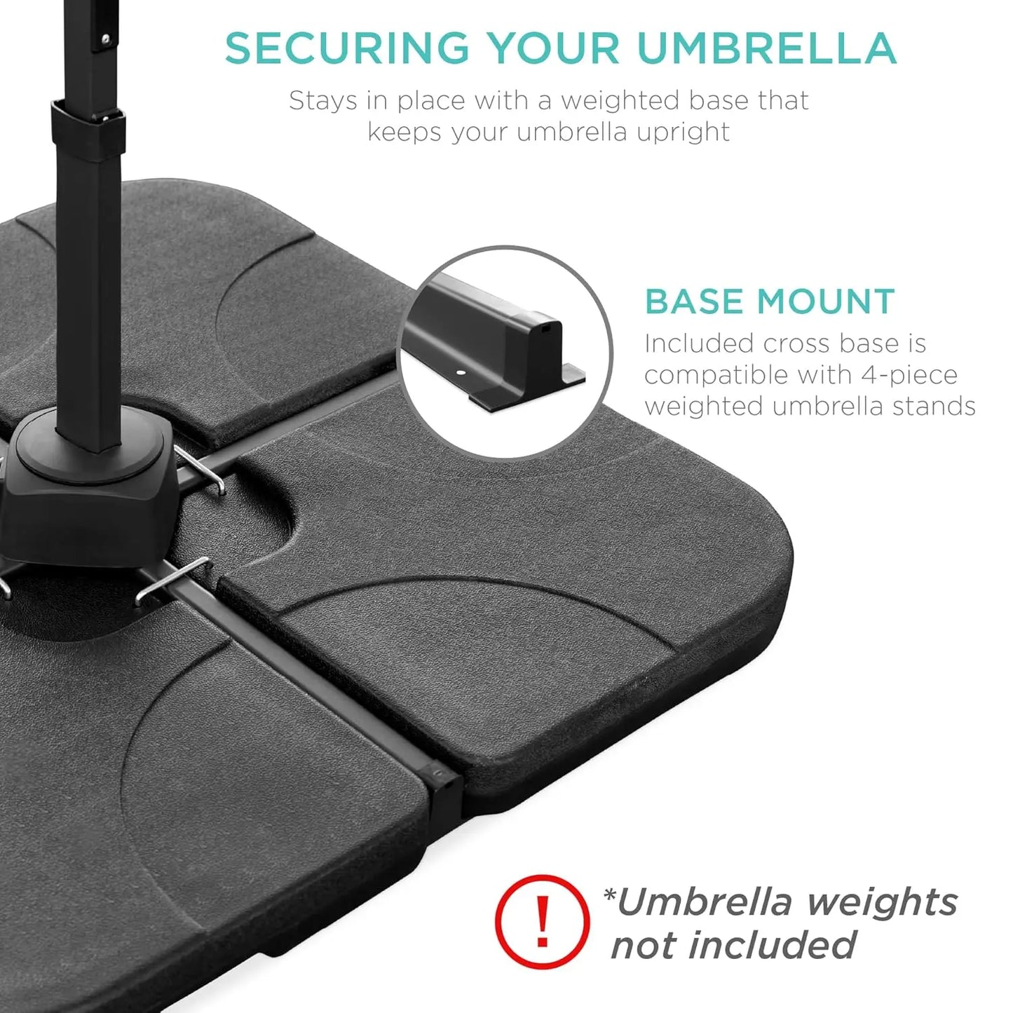 Cantilever Solar LED Patio Umbrella 360-Degree Rotation