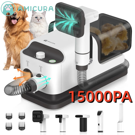 P1 3-In-1 Pet Grooming Vacuum Hair Dryer Trimmer Powerful Suction