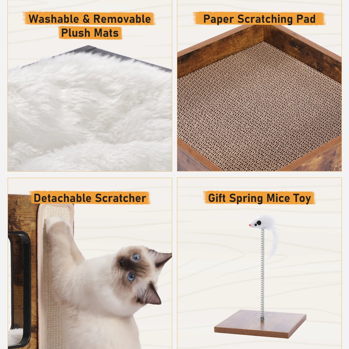 PAWZ Road Wood Cat Condo With Scratching Pad And Mats