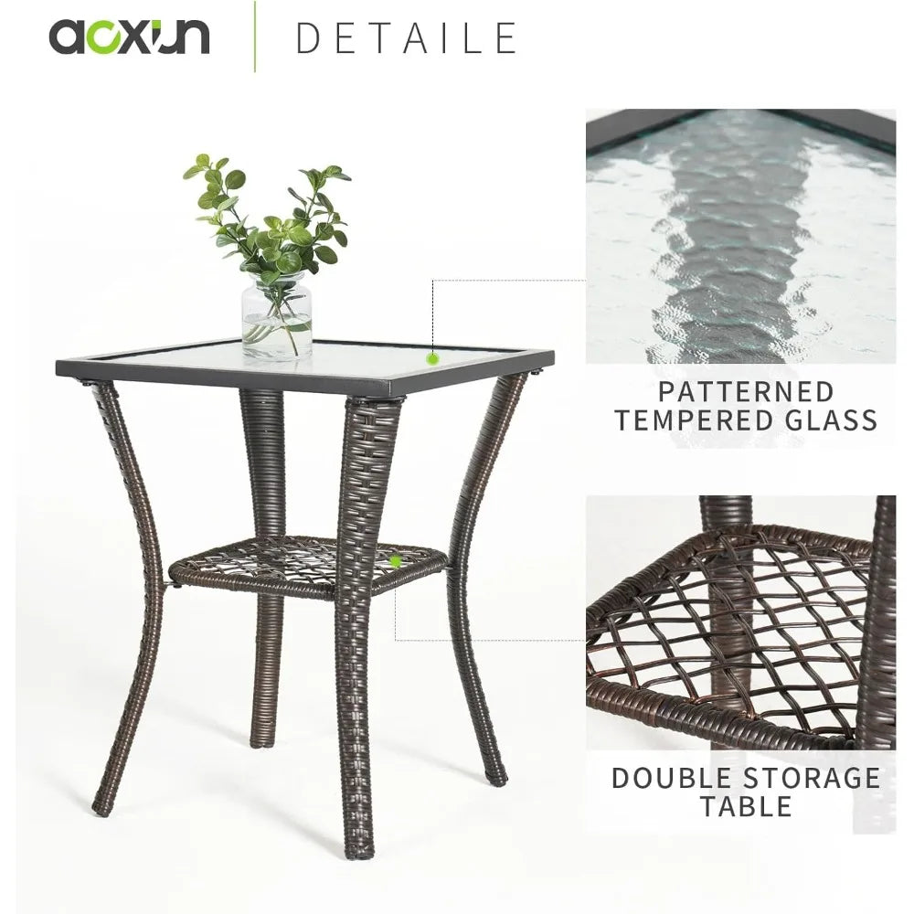 Aoxun 3-Piece Patio Set With Wicker Rocking Chairs