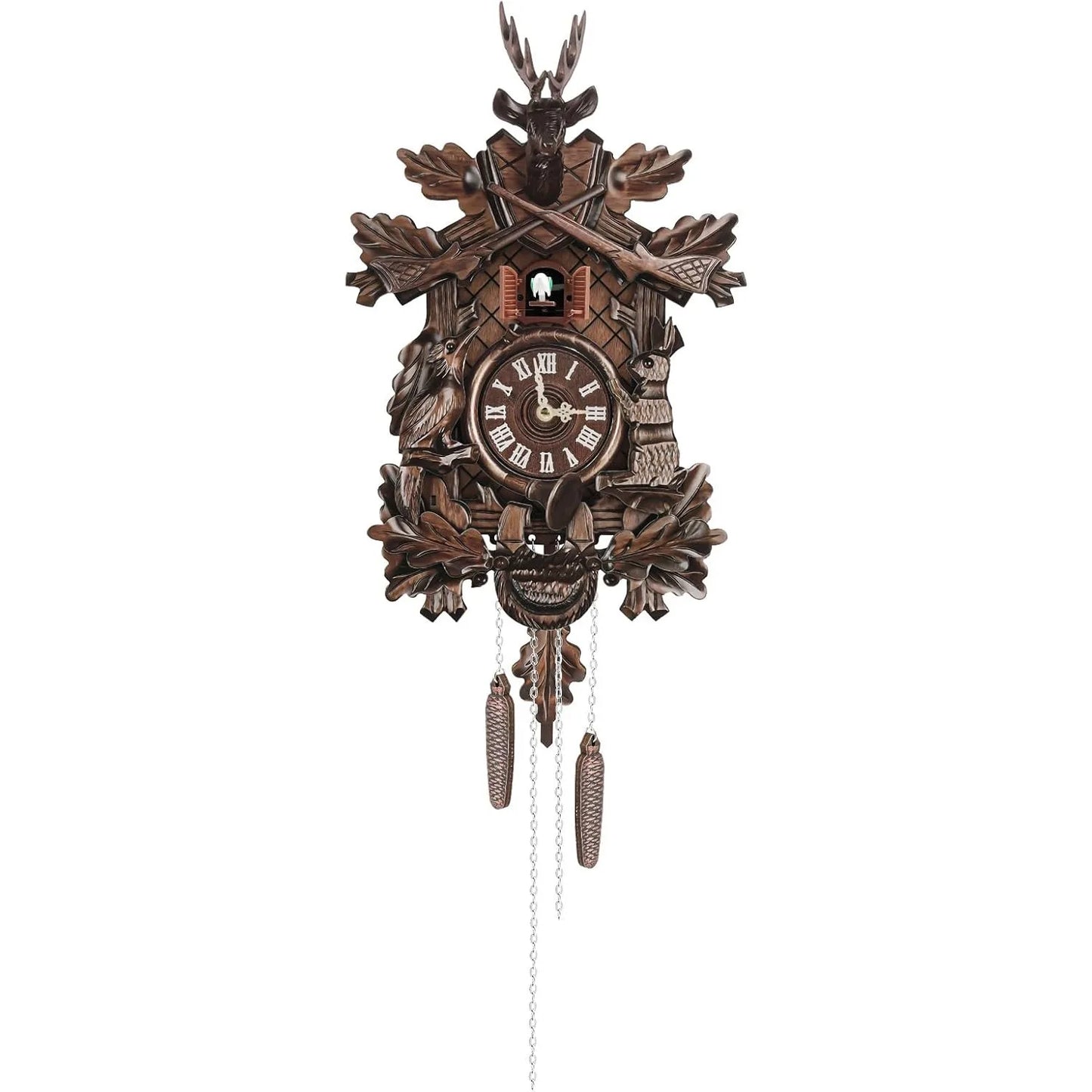 Wooden Cuckoo Clock With Pendulum Battery Operated Wall Clock