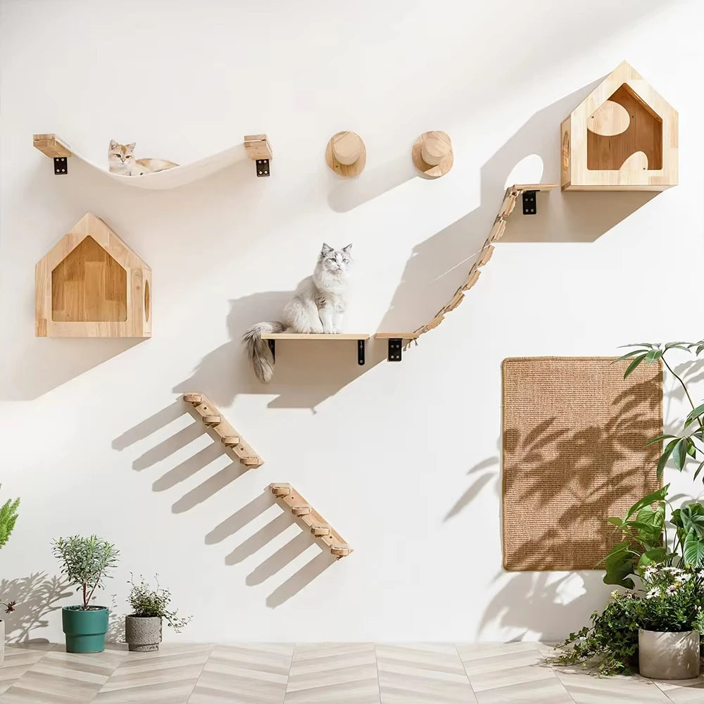 Cat Wall Mounted Climbing Shelf With Sisal Scratching Post