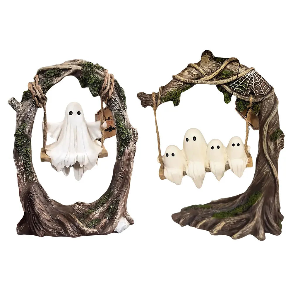 Shunmaii Halloween Swing Ghost Figurine Resin Ornament For Desk