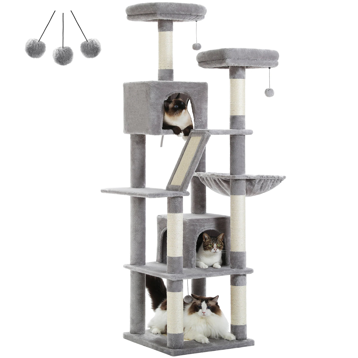 PAWZ Road Multilevel Cat Tower With Plush Condo Scratching Posts