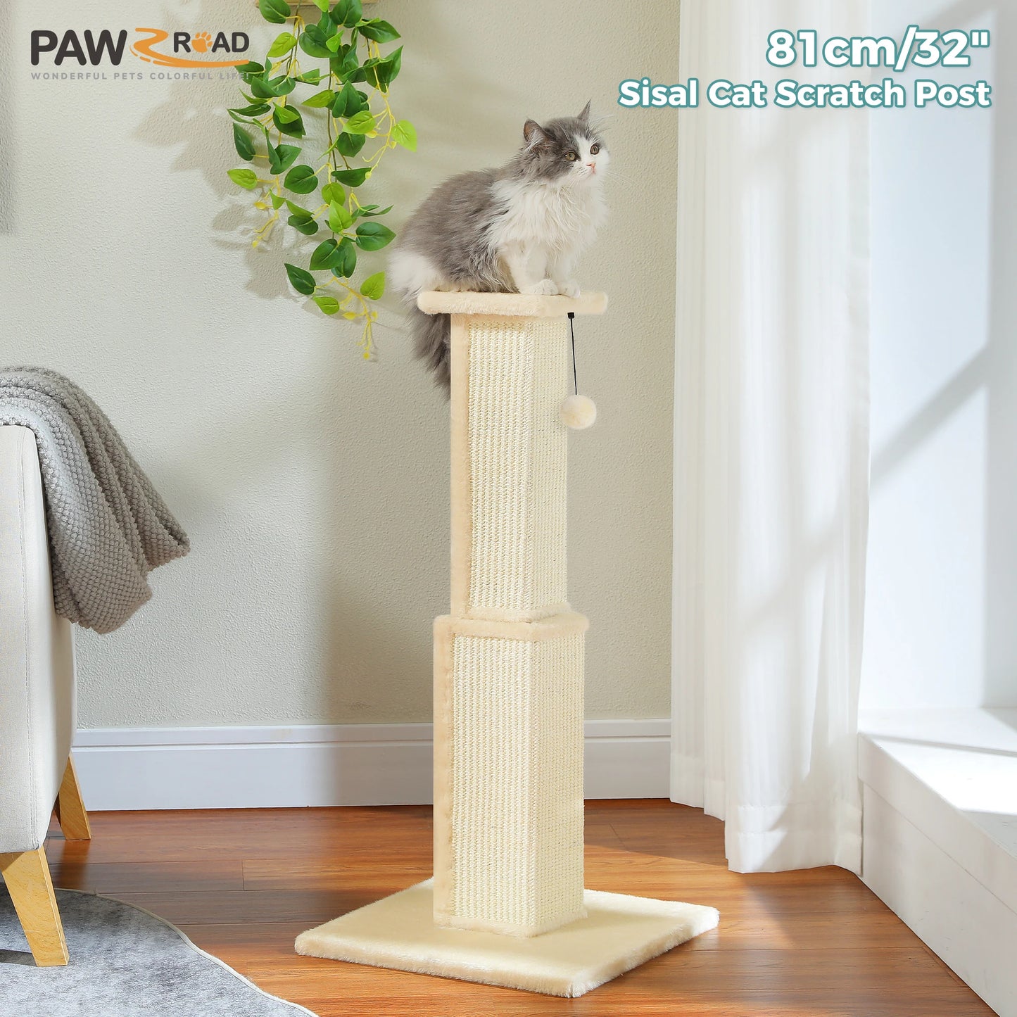 PAWZ Road Cat Scratching Post With Woven Sisal Ball
