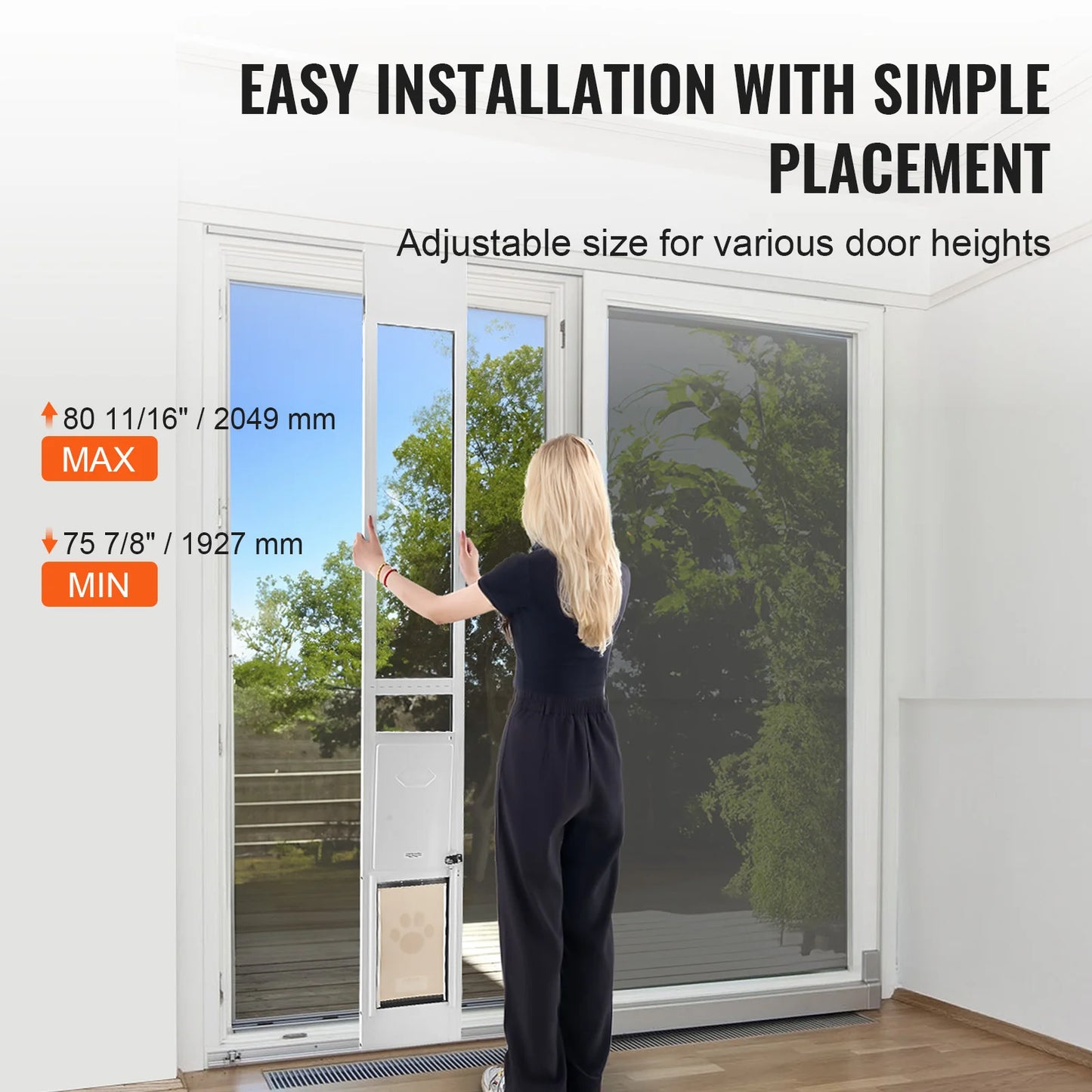 SucceBuy Sliding Glass Dog Door With Adjustable Aluminum Frame