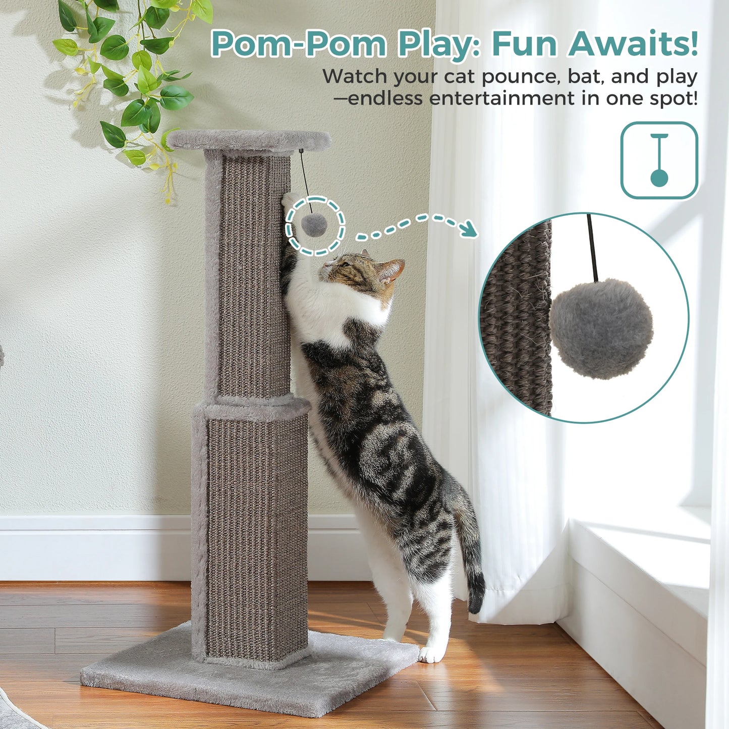 PAWZ Road Cat Scratching Post With Woven Sisal Ball