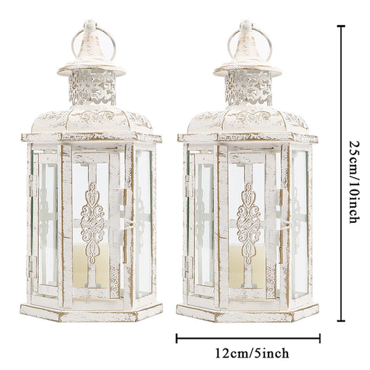 NEWIMAGE Nordic Candle Holder Lantern Vintage Metal Hanging Decor