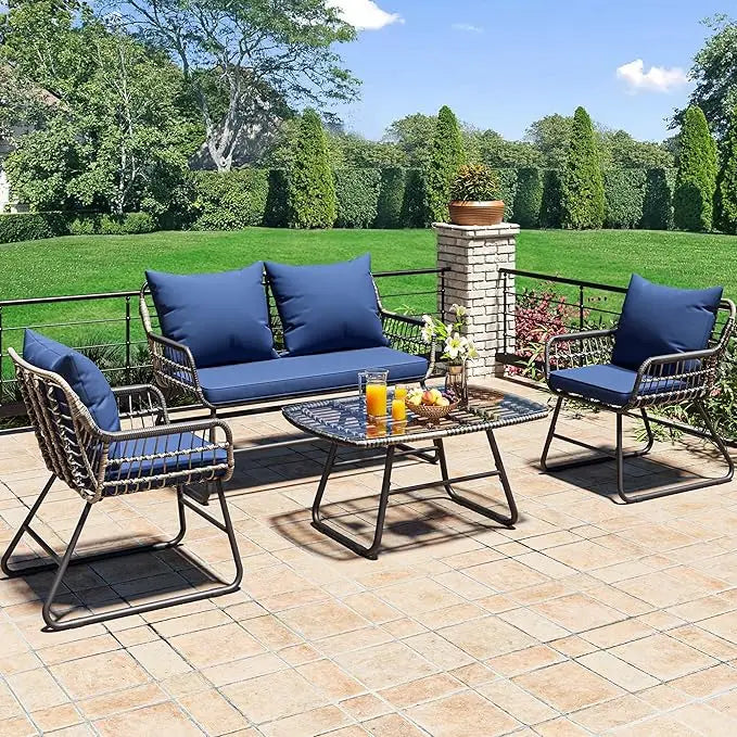 XMSJ 4-Piece Patio Furniture Wicker Outdoor Bistro Set
