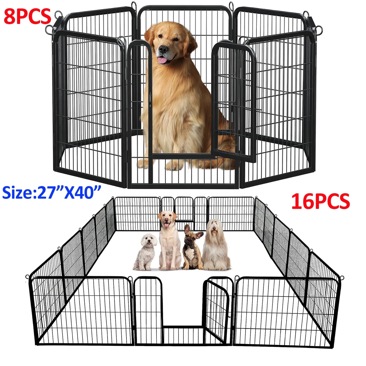 Foldable Metal Dog Playpen With Door For Indoor Outdoor Use