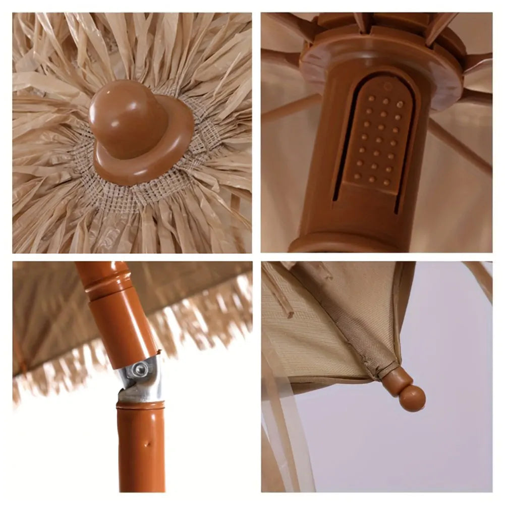 NovaSphere Thatched Tiki Umbrella 8-Rib Outdoor Patio