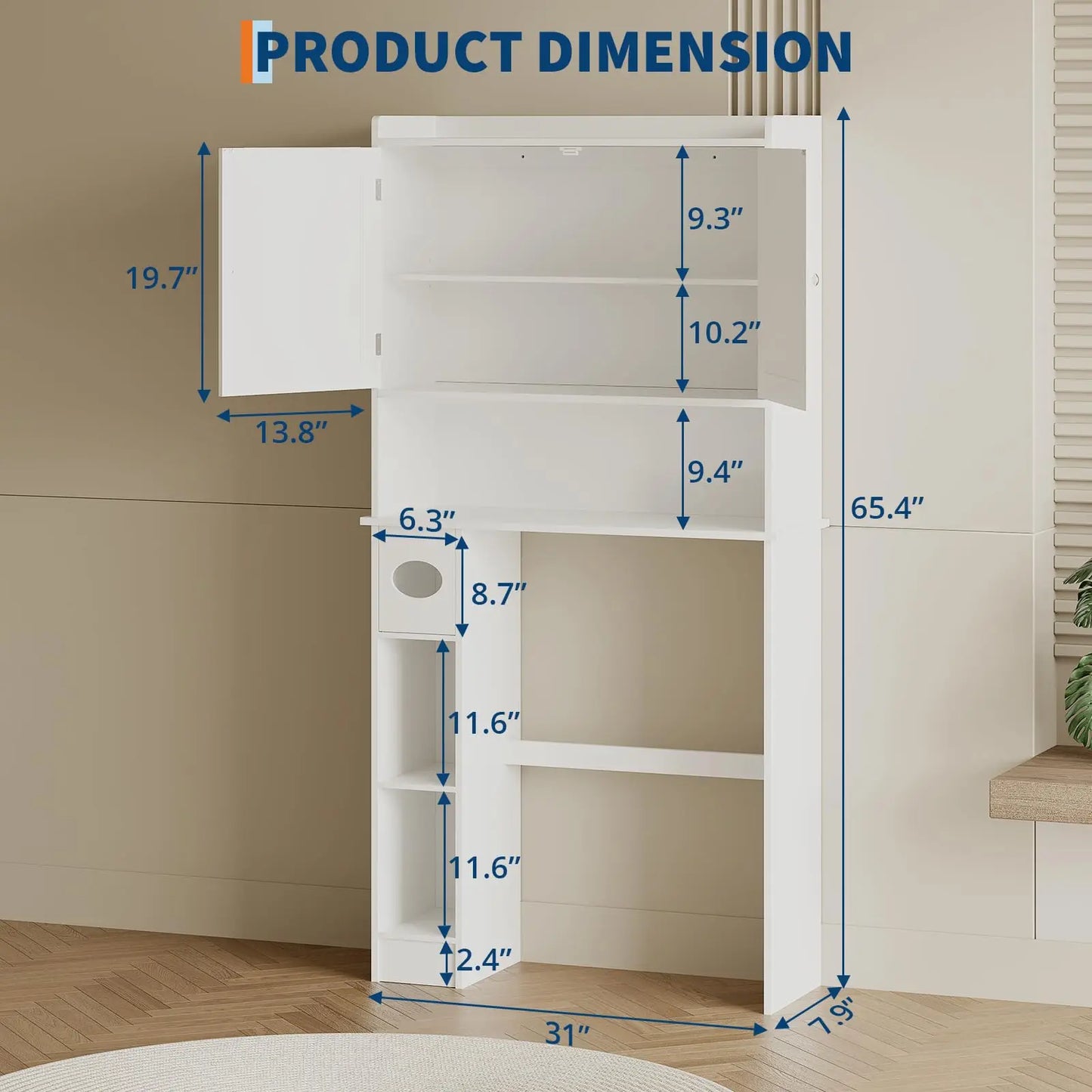 HiMISS Barn Door Toilet Cabinet With Adjustable Shelves