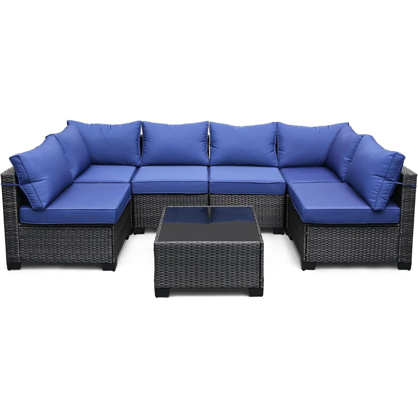 HobbyLane 7 Piece Modular Outdoor Furniture Set PE Rattan Wicker Garden Balcony