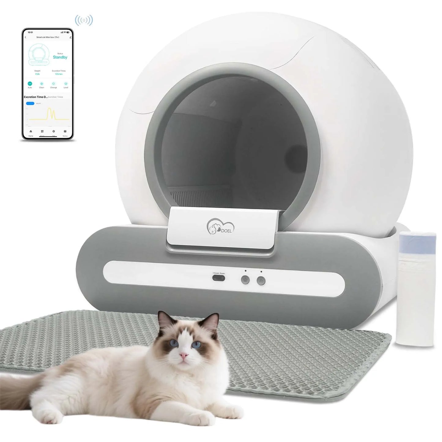 DOEL Self Cleaning Cat Litter Box With App Control 2.4G
