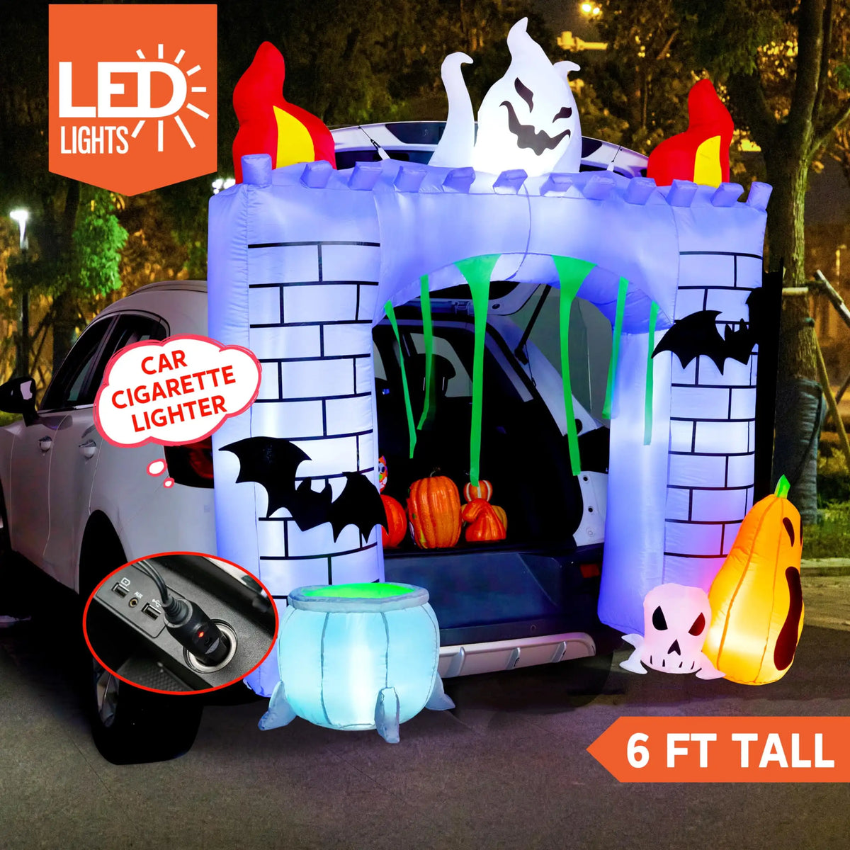 Joyfy Inflatable Haunted Castle Halloween Decoration With LED Lights