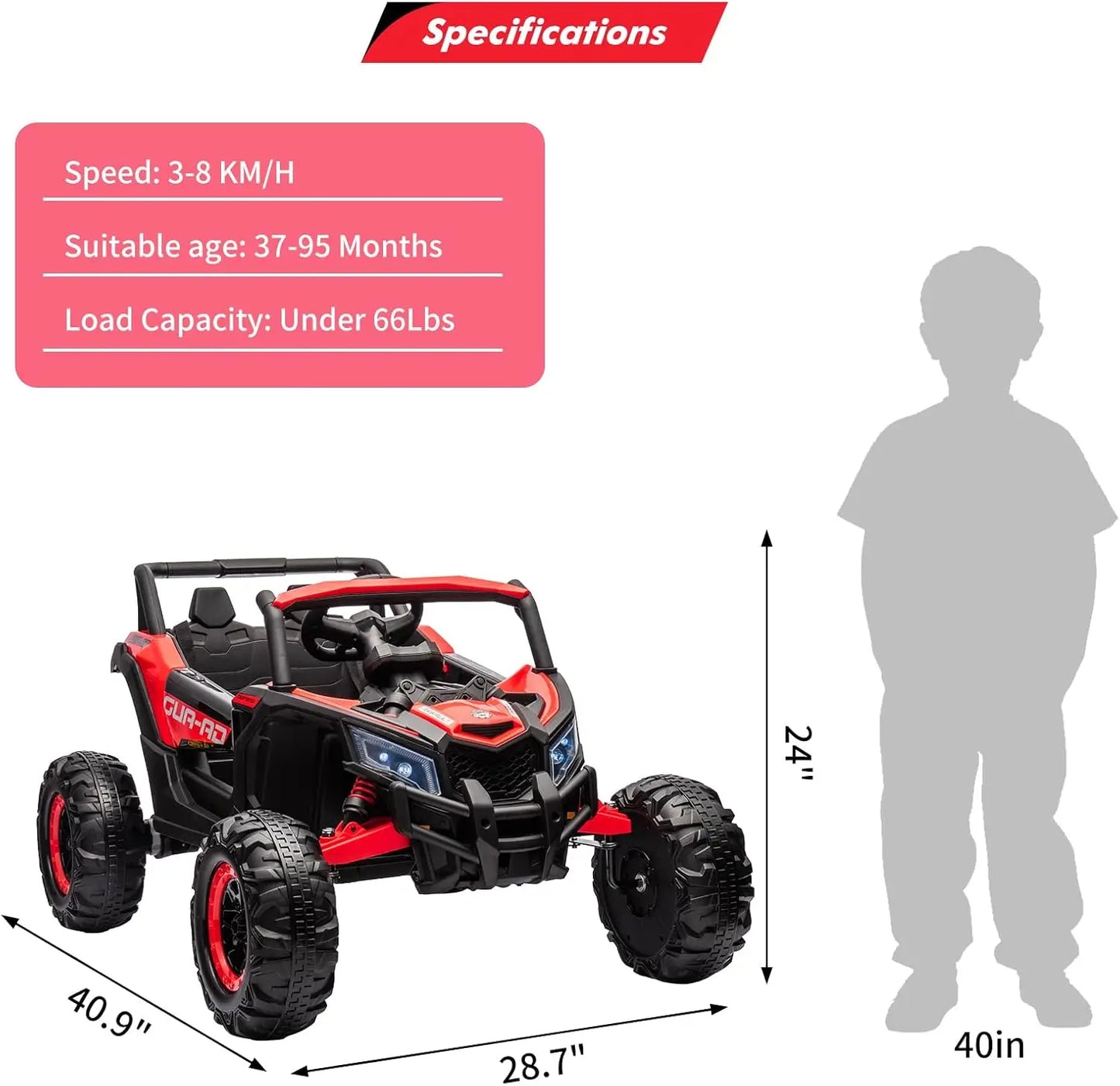 24V Kids Ride On UTV Toy With Remote Control Lights