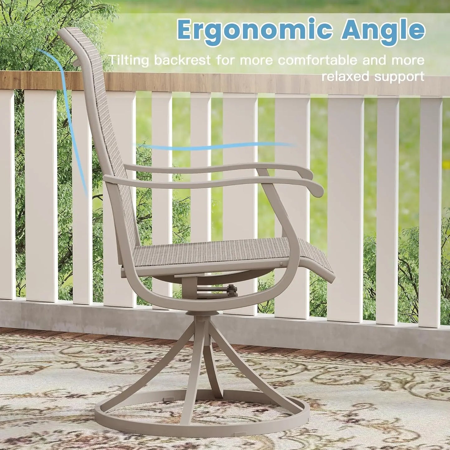 Patio Swivel Dining Chairs Set of 6 Textilene All Weather