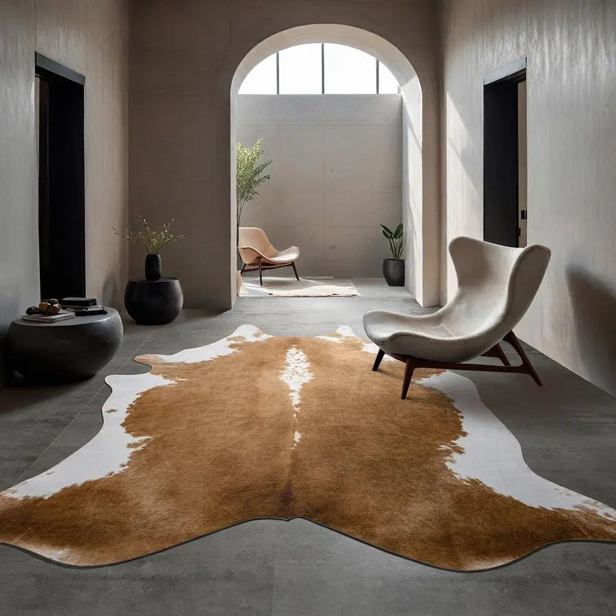 Premium Faux Cowhide Rug With Rustic Cow Print Accent