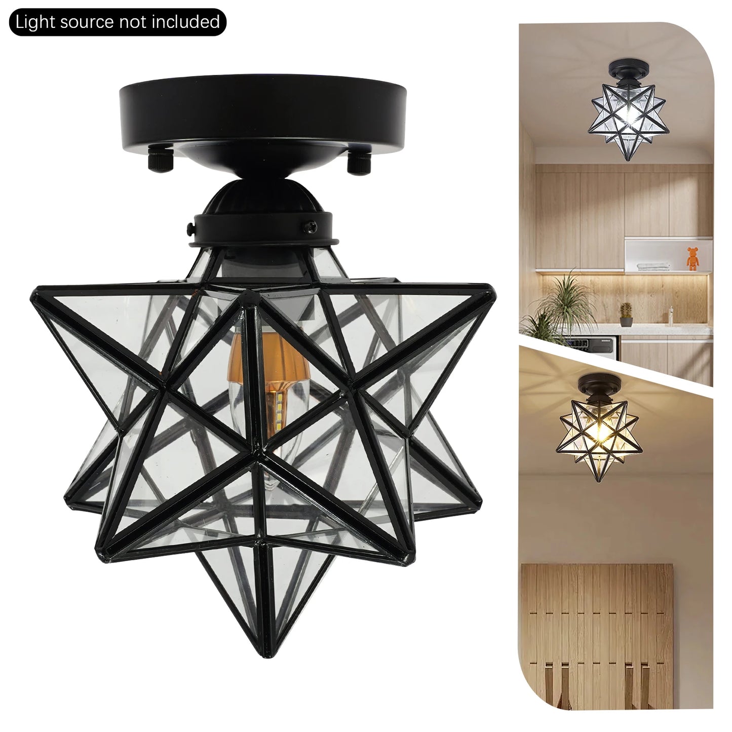 Moravian Star Ceiling Light With Transparent Shade