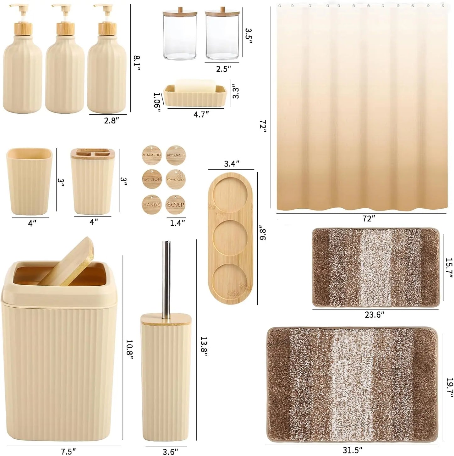 32-Piece Bathroom Accessory Set With Shower Curtain