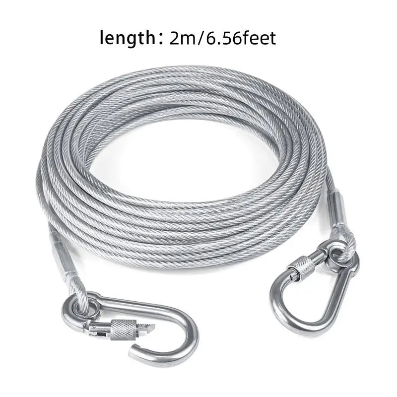 Stainless Steel Double Headed Dog Tie Out Cable Leash